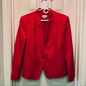 Collarless Textured Red LOFT Blazer in 12P